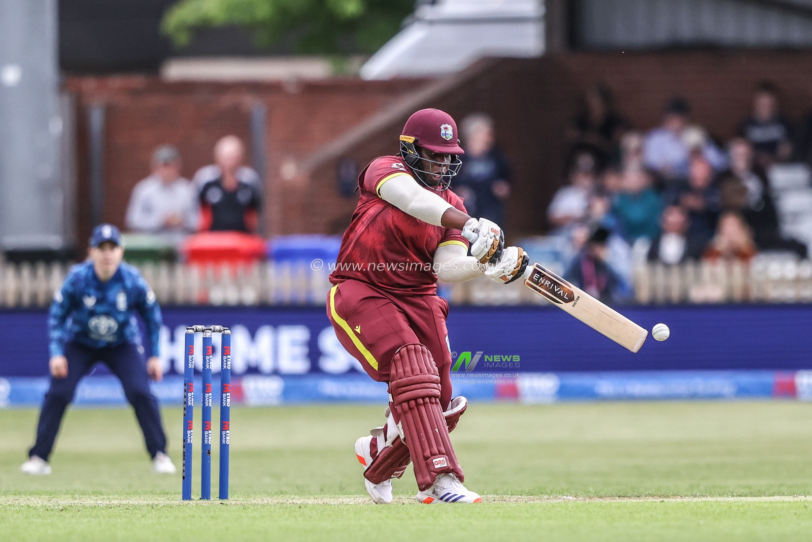 Qiana Joseph plays a shot during the Metro Bank One Day International match England Women vs West Indies Women at Derbyshire County Cricket Club, Derby, United Kingdom, 30th May 2025

(Photo by Alfie Cosgrove/News Images)