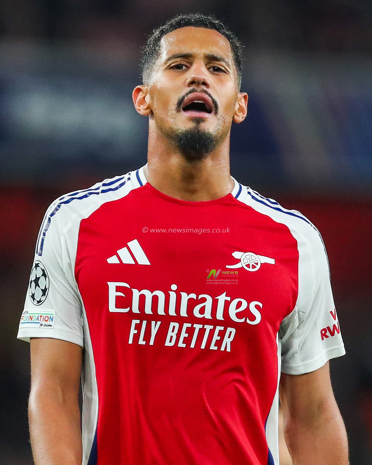 William Saliba of Arsenal gives the team instructions during the UEFA Champions League, League Stage Arsenal vs FC Shakhtar Donetsk at Emirates Stadium, London, United Kingdom, 22nd October 2024

(Photo by Izzy Poles/News Images)