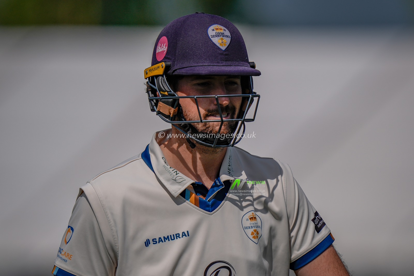 Ben Aitchison of Derbyshire walks off after being dismissed by Gabe Bell during the County Championship Division Two Derbyshire v Gloucestershire at The Central Co-Op County Ground, Derby, United Kingdom on 26 April 2026

(Photo by Maynard Manyowa/News Images)
