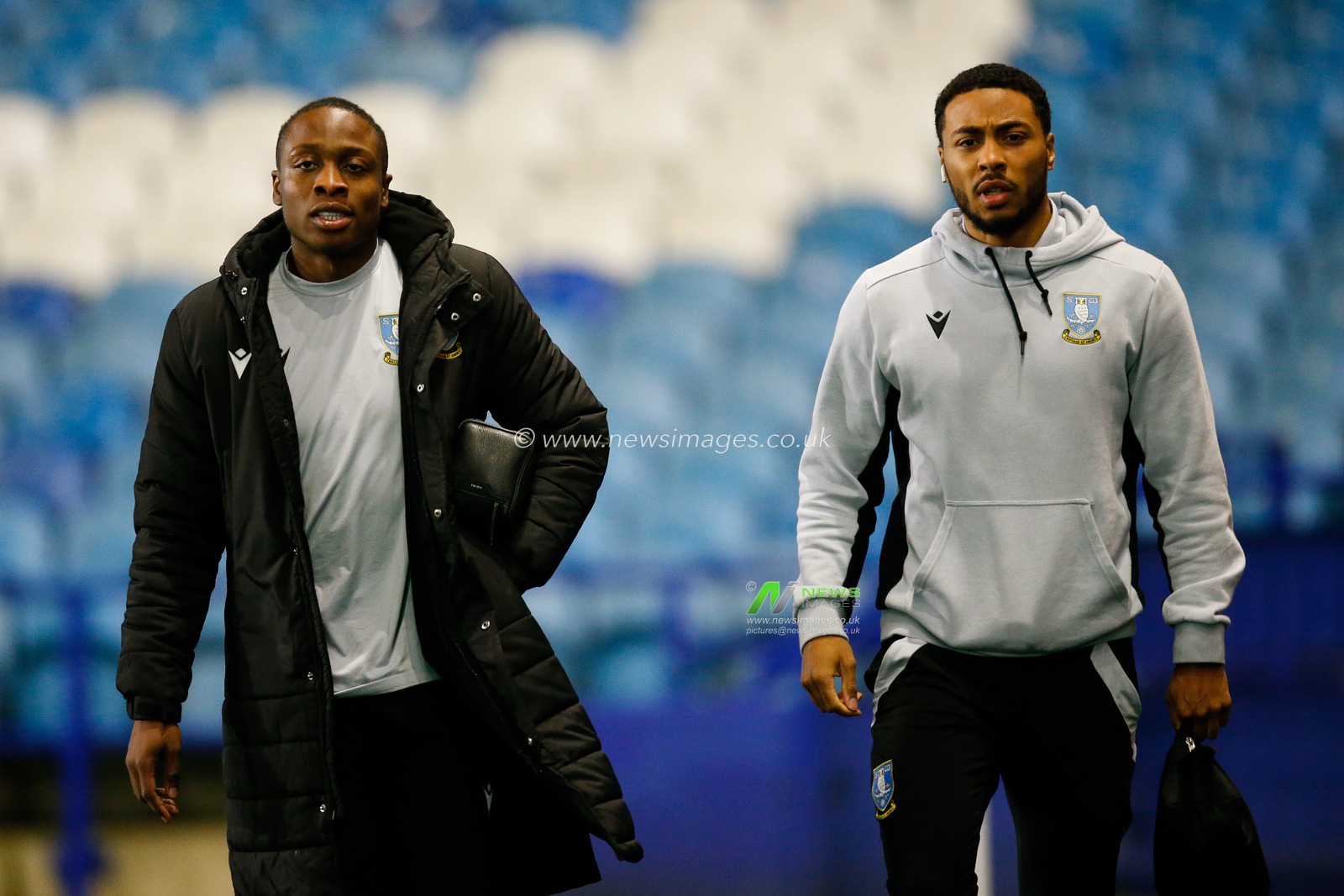 Dennis Adeniran #8 of Sheffield Wednesday and Akin Famewo #15 of Sheffield Wednesday arrives for the Sky Bet League 1 match Sheffield Wednesday vs Port Vale at Hillsborough, Sheffield, United Kingdom, 29th December 2022

(Photo by Ben Early/News Images)