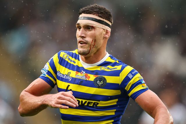 Sam Stone of Warrington Wolves during the Betfred Super League round 25 match Hull FC vs Warrington Wolves at MKM Stadium, Hull, United Kingdom on 29 August 2026

(Photo by Alfie Cosgrove/News Images)