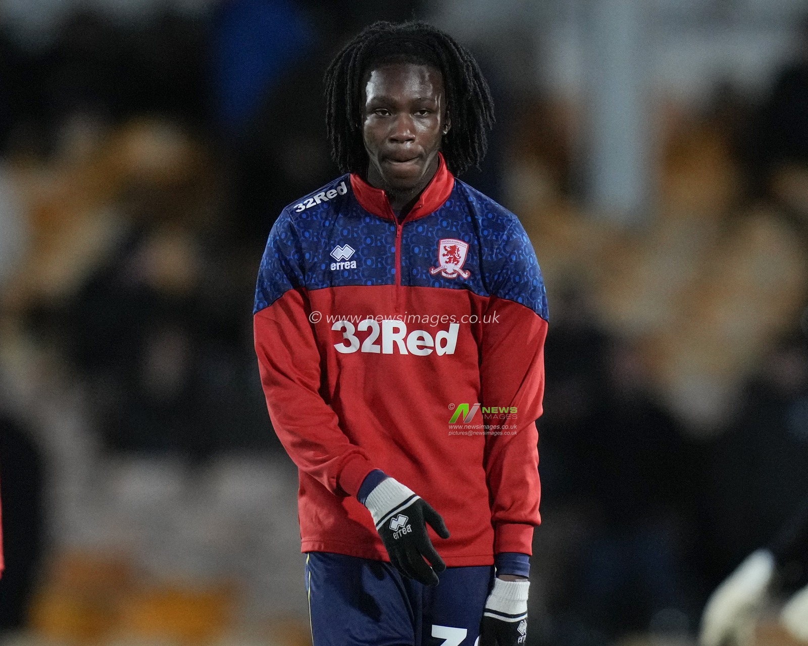 Daniel Nkrumah #38 of Middlesbrough warms up before the Carabao Cup Quarter Final match Port Vale vs Middlesbrough at Vale Park, Burslem, United Kingdom, 19th December 2023

(Photo by Steve Flynn/News Images)