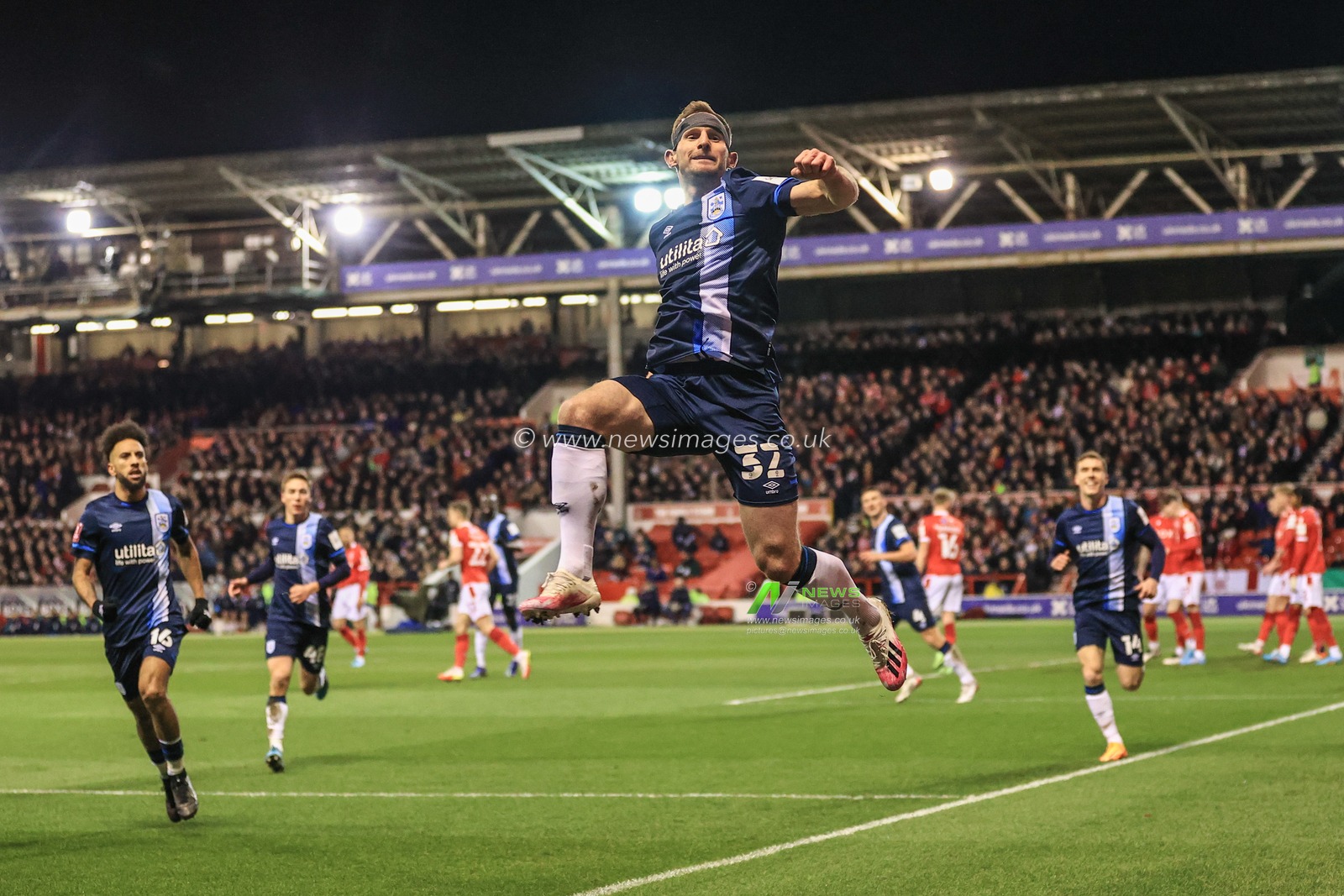 Tom Lees #32 of Huddersfield Town celebrates his goal to make it 0-1