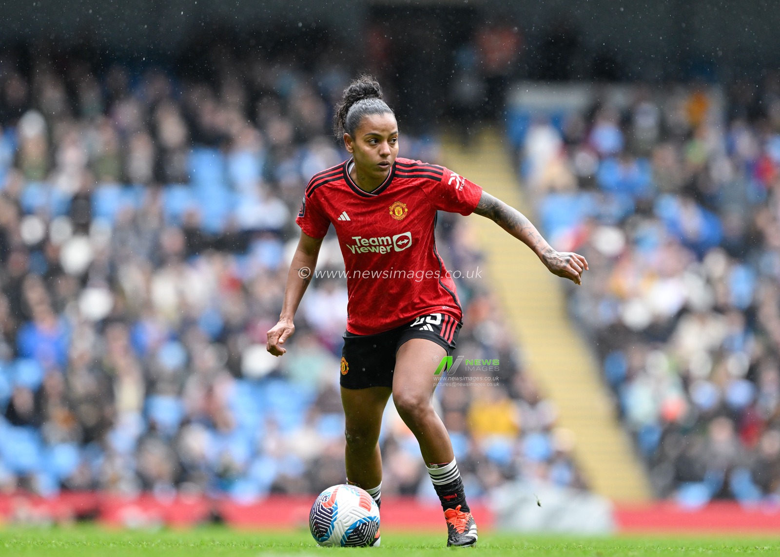 Geyse of Manchester United Women in action, during The FA Women's Super League match Manchester City Women vs Manchester United Women at Etihad Stadium, Manchester, United Kingdom, 23rd March 2024

(Photo by Cody Froggatt/News Images)