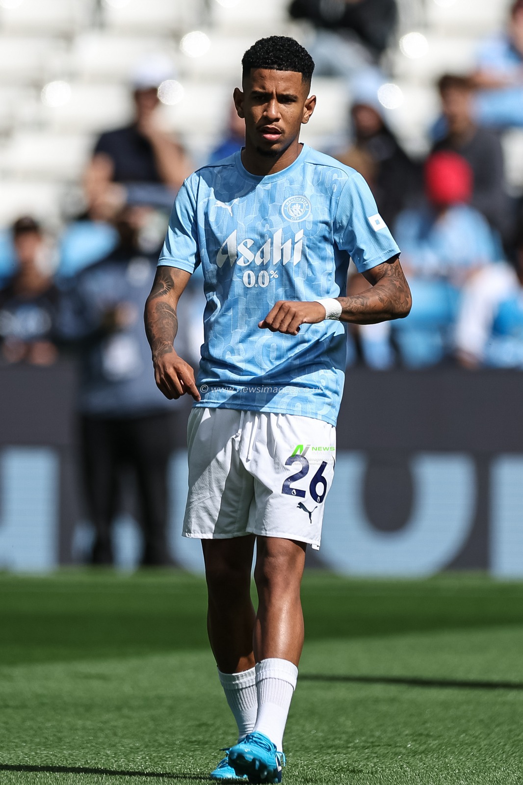 SÃ¡vio of Manchester City in the pregame warmup session during the Premier League match Manchester City vs Ipswich Town at Etihad Stadium, Manchester, United Kingdom, 24th August 2024

(Photo by Mark Cosgrove/News Images)