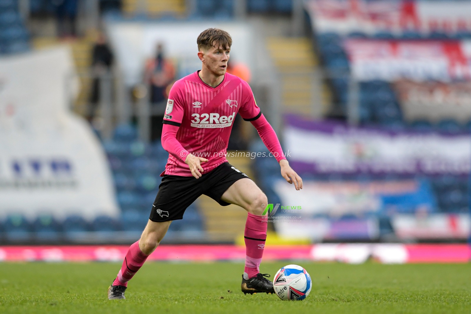 Max Bird #8 of Derby County with the ball