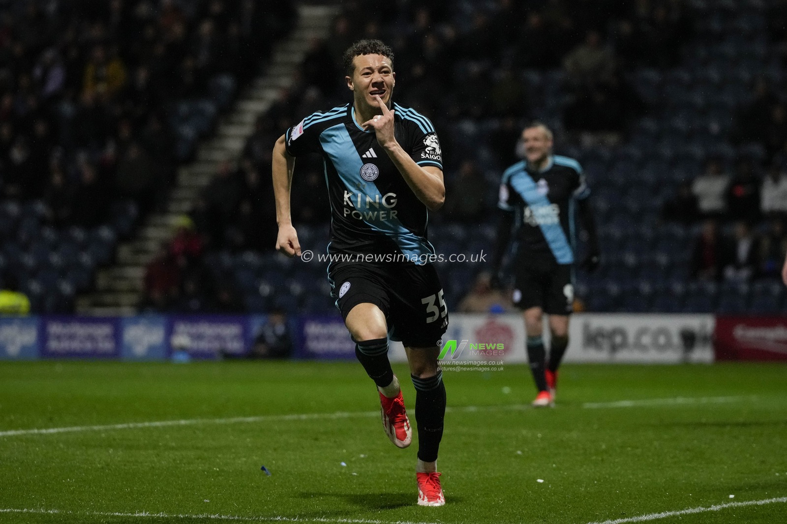 Kasey McAteer of Leicester City celebrates scoring to make it 0-3 during the Sky Bet Championship match Preston North End vs Leicester City at Deepdale, Preston, United Kingdom, 29th April 2024

(Photo by Steve Flynn/News Images)
