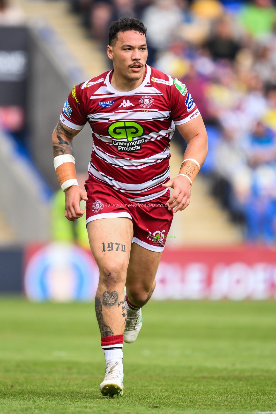 Tyler Dupree of Wigan Warriors during the Betfred Super League Round 13 match Warrington Wolves vs Wigan Warriors at Halliwell Jones Stadium, Warrington, United Kingdom, 1st June 2024

(Photo by Craig Thomas/News Images)