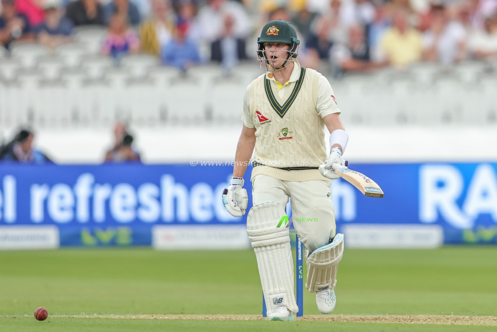 Marnus Labuschagne of Australia shouts â€˜noâ€™ to a run during the LV= Insurance Ashes Test Series Second Test Day 1 England v Australia at Lords, London, United Kingdom, 28th June 2023

(Photo by Mark Cosgrove/News Images)