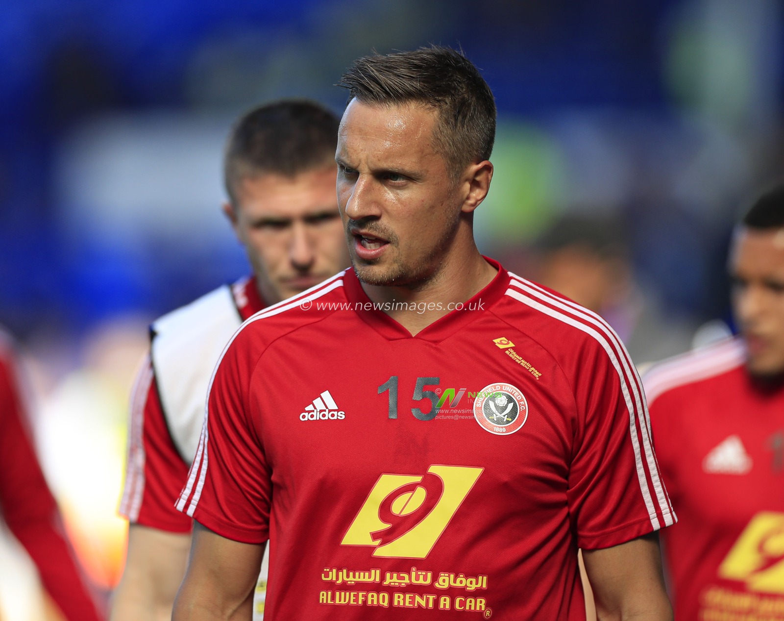 21st September 2019, Goodison Park, Liverpool, England ; Premier League Football, Everton vs Sheffield United : Phil Jagielka (15) of Sheffield United warms up for the game

Credit: Conor Molloy/News Images

English Football League images are subject to DataCo Licence