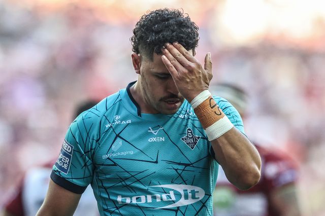 Jacob Gagai of Huddersfield Giants during the Betfred Super League round 18 match Wigan Warriors vs Huddersfield Giants at The Brick Community Stadium, Wigan, United Kingdom, 11th July 2025

(Photo by Alfie Cosgrove/News Images)