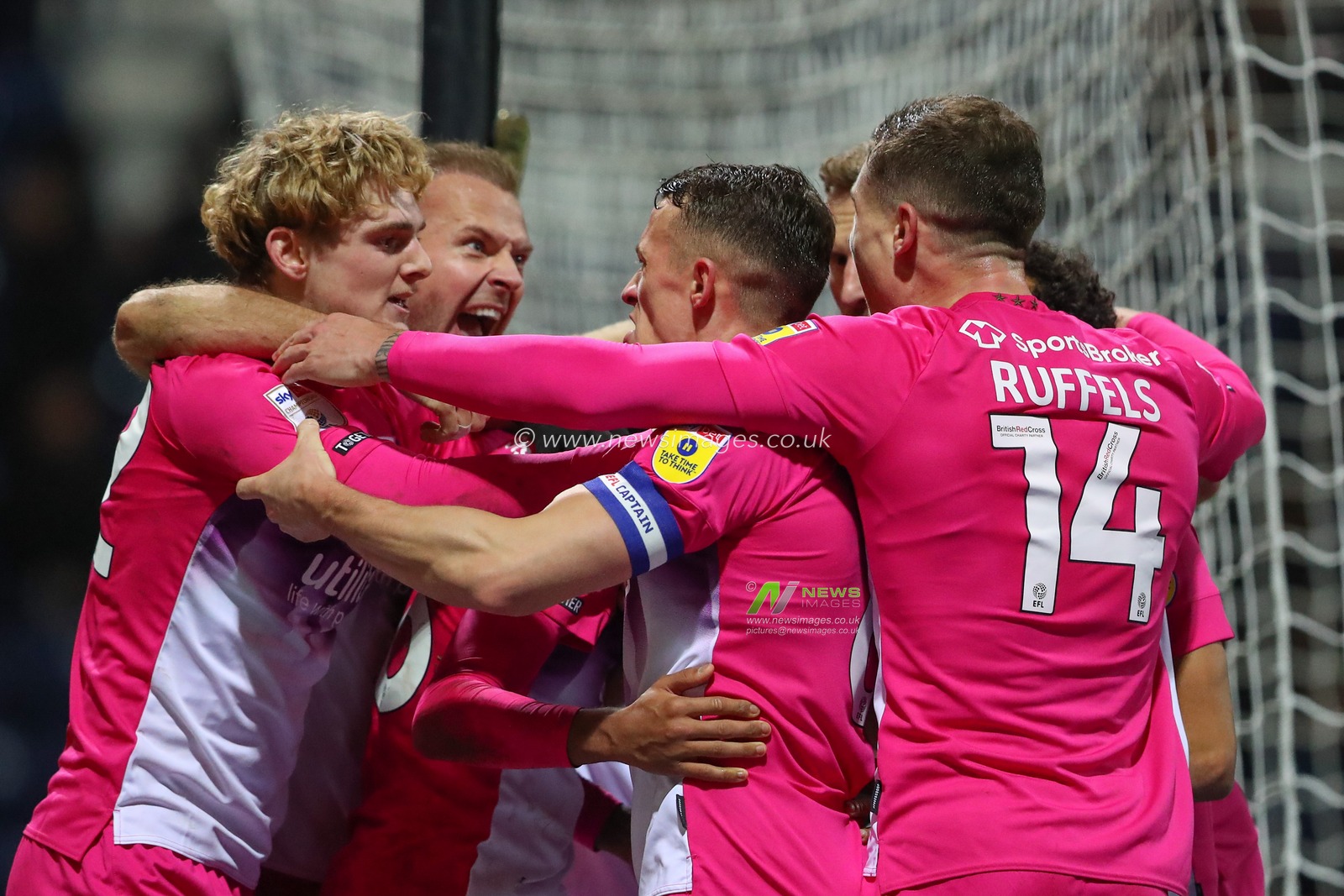 Huddersfield Town players celebrate Kaine Kesler Hayden #16 of Huddersfield Town goal to make it 1-2 during the Sky Bet Championship match Preston North End vs Huddersfield Town at Deepdale, Preston, United Kingdom, 26th December 2022

(Photo by Gareth Evans/News Images)
