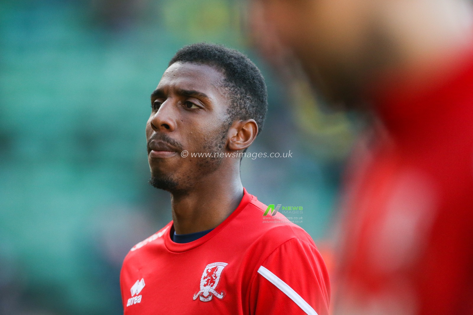 Isaiah Jones #2 of Middlesbrough warms up during the Sky Bet Championship match Norwich City vs Middlesbrough at Carrow Road, Norwich, United Kingdom, 12th November 2022

(Photo by Arron Gent/News Images)