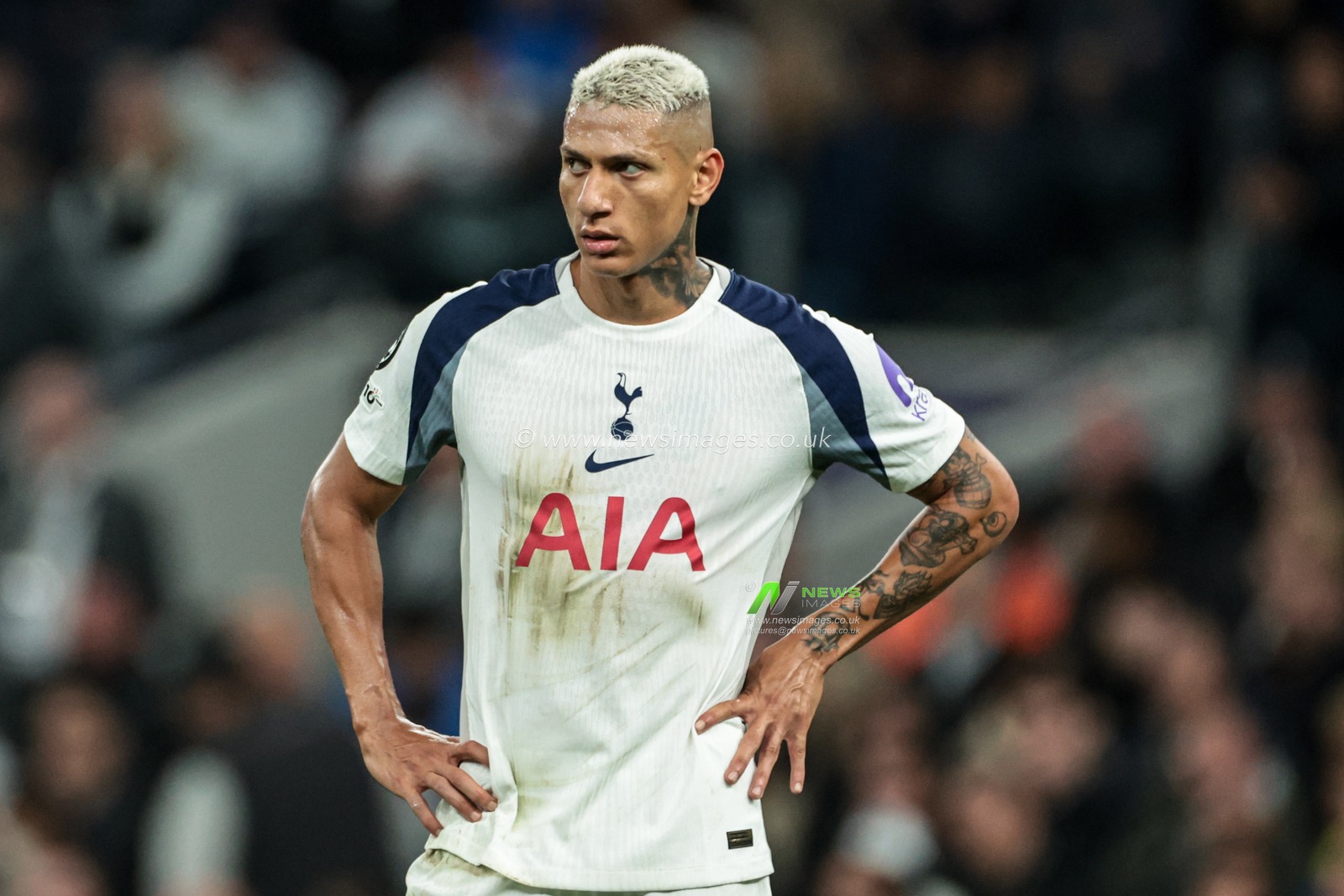 Richarlison of Tottenham Hotspur with hands on his hips during the UEFA Champions League match Tottenham Hotspur vs Villarreal at Tottenham Hotspur Stadium, London, United Kingdom, 16th September 2025

(Photo by Mark Cosgrove/News Images)