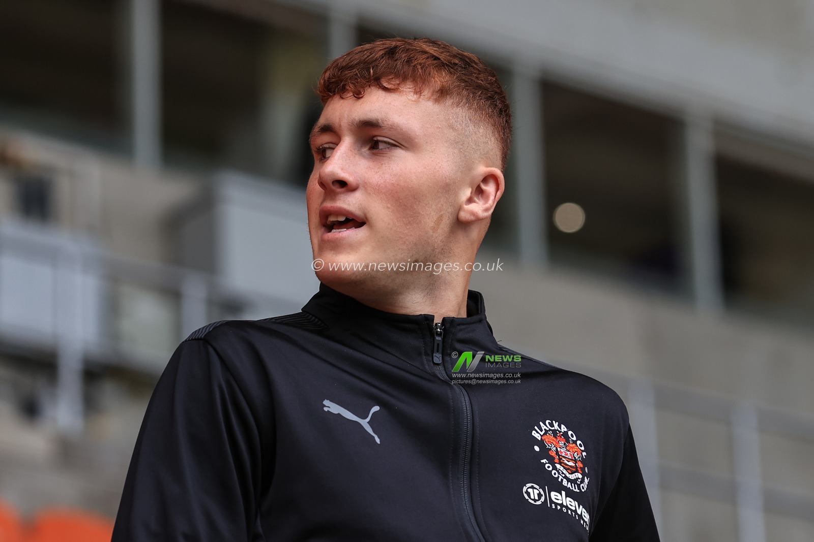 Sonny Carey #16 of Blackpool arrives at Bloomfield Road