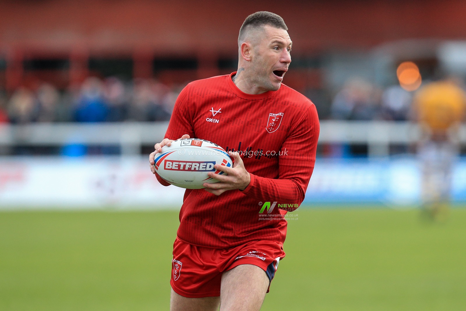 Shaun Kenny-Dowall (4) of Hull KR during the pre match warm up