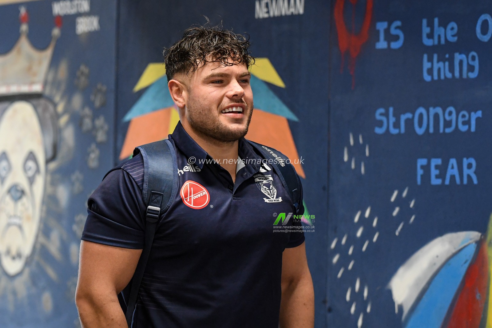 Joe Philbin #8 of Warrington Wolves arrives at the Halliwell Jones Stadium for the game against Huddersfield Giants