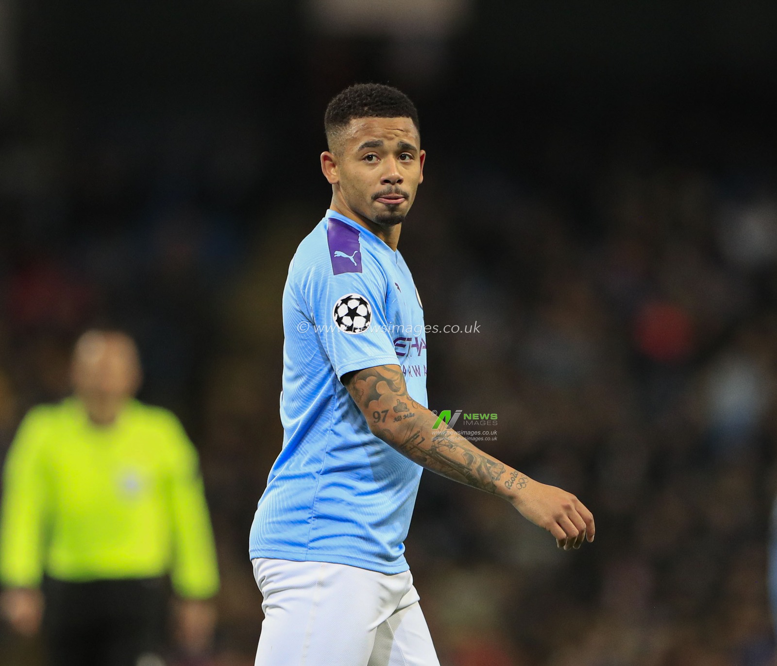 26th November 2019, Etihad Stadium, Manchester, England; UEFA Champions League, Manchester City v FC Shakhtar Donetsk : Gabriel Jesus (09) of Manchester City 

Credit: Conor Molloy/News Images