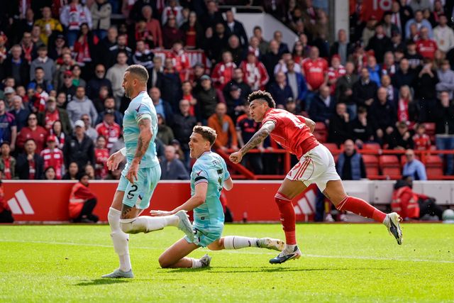 Igor Jesus of Nottingham Forest scores to make it   4-1 during the Premier League match Nottingham Forest vs Burnley at City Ground, Nottingham, United Kingdom on 19 April 2026

(Photo by Maynard Manyowa/News Images)
