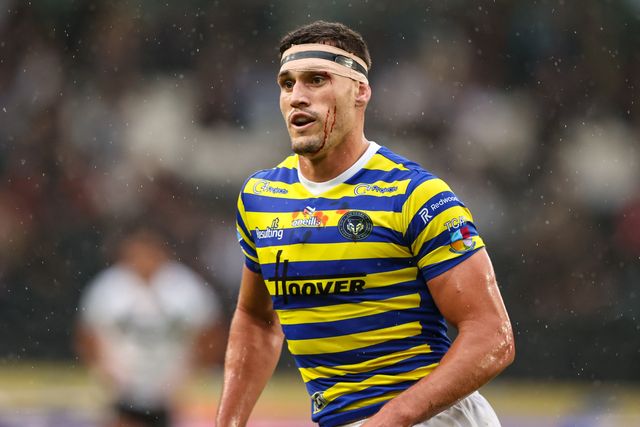 Sam Stone of Warrington Wolves during the Betfred Super League round 25 match Hull FC vs Warrington Wolves at MKM Stadium, Hull, United Kingdom on 29 August 2026

(Photo by Alfie Cosgrove/News Images)