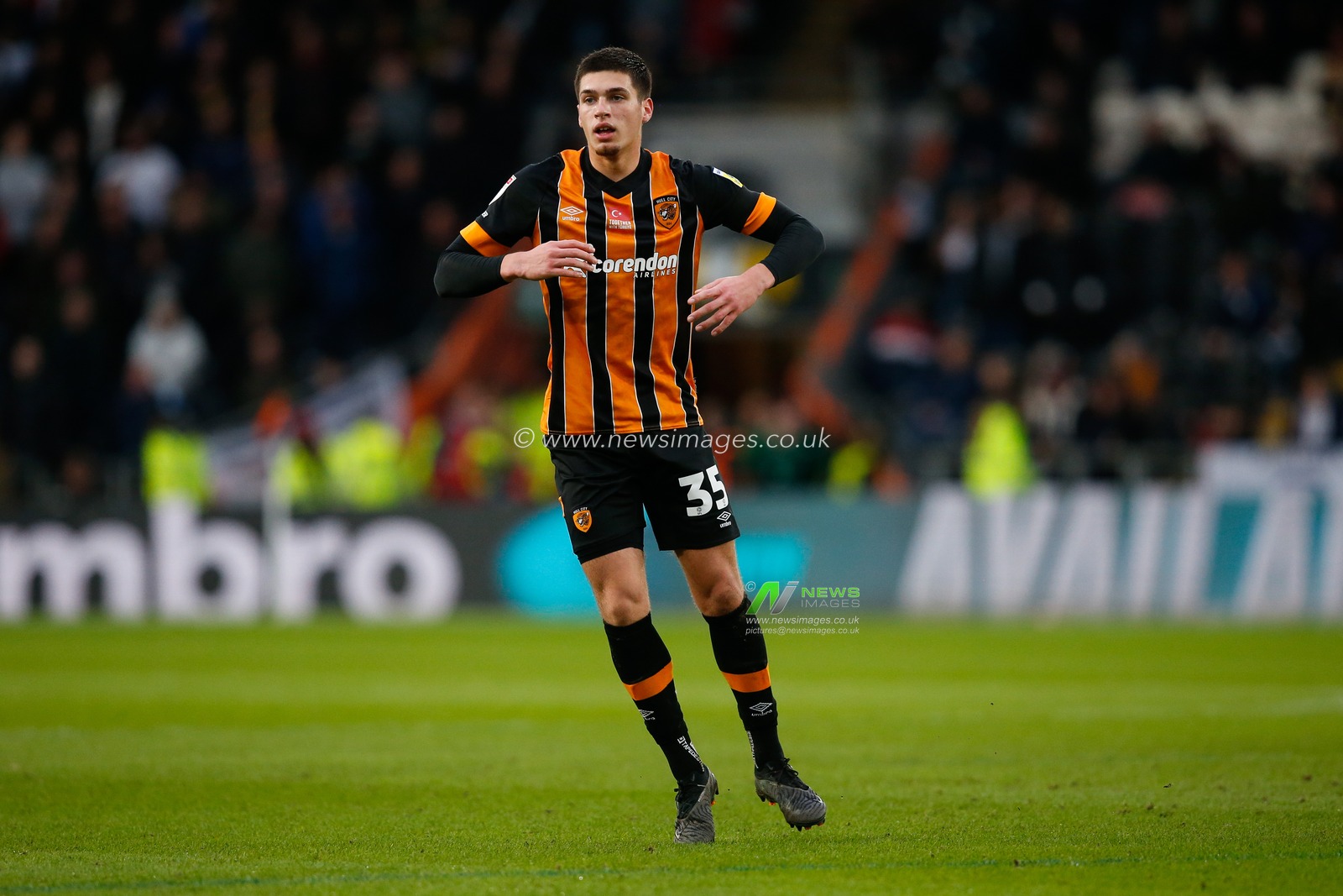 Xavier Simons #35 of Hull City during the Sky Bet Championship match Hull City vs Preston North End at MKM Stadium, Hull, United Kingdom, 18th February 2023

(Photo by Ben Early/News Images)