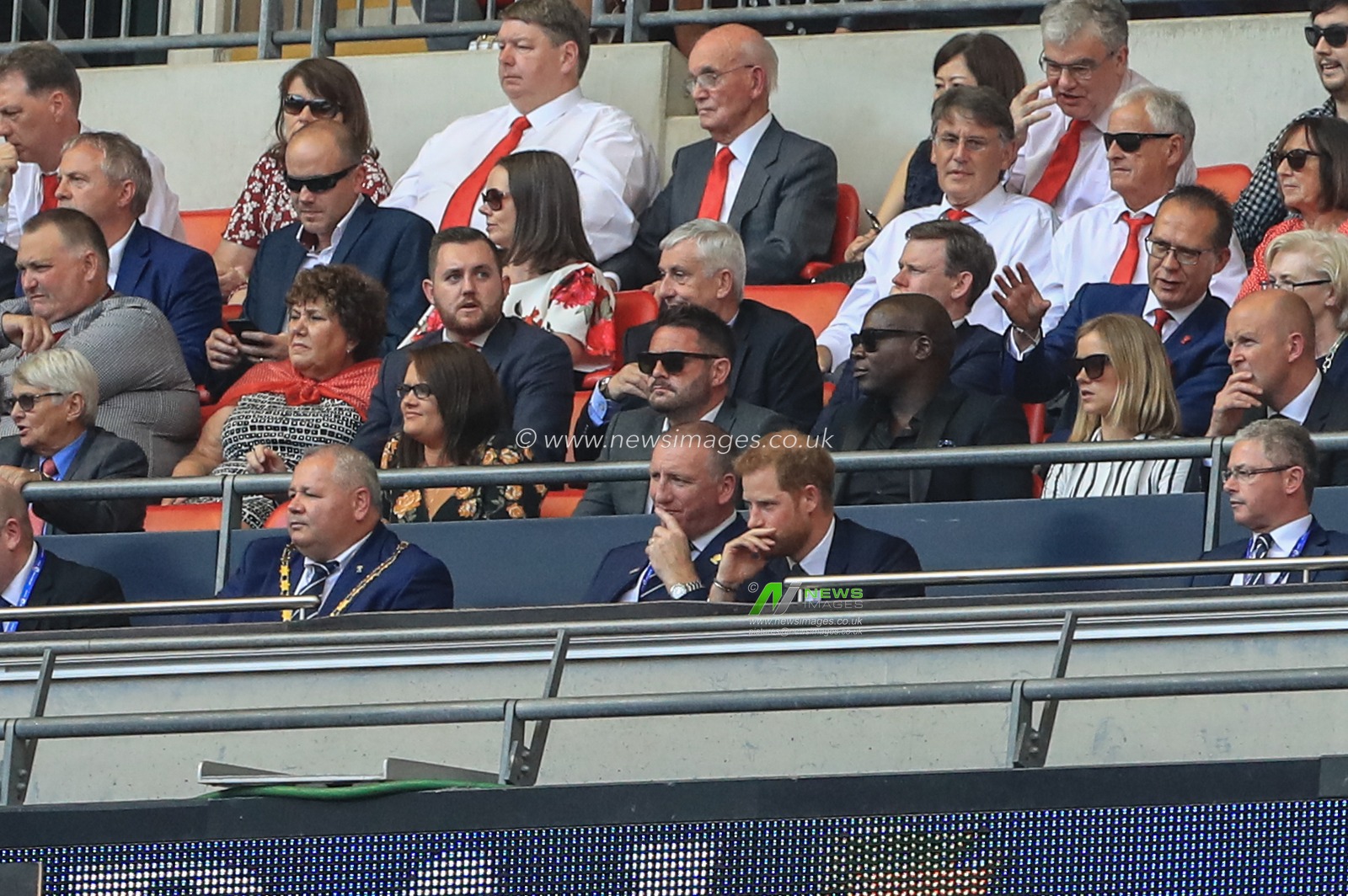 24th August 2019 , Wembley Stadium, London England ; 2019 Coral Challenge Cup Final ; St Helens vs Warrington Wolves ; Prince Harry The Duke of Sussex watches the game 



Credit: Mark Cosgrove/News Images