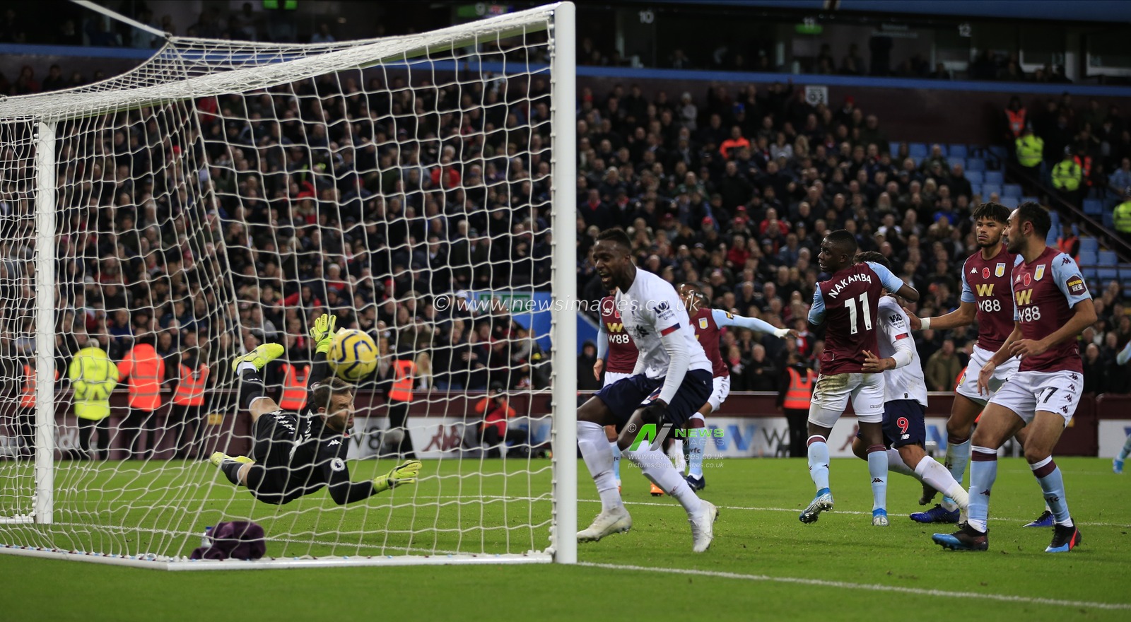 2nd November 2019, Villa Park, Birmingham, England; Premier League, Aston Villa v Liverpool : a long range shot from Sadio Mane (10) of Liverpool in the 94th minute wins the game for Liverpool

Credit: Conor Molloy/News Images