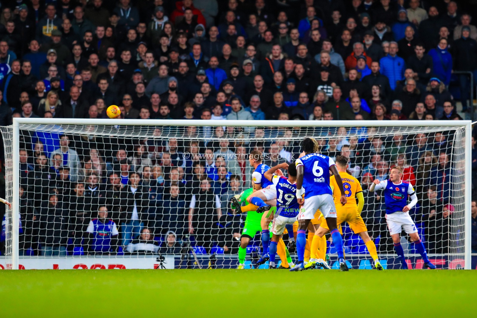 3rd November 2018, Portman Road, Ipswich, England; Sky Bet Championship Preston North End  ; Ipswich have a chance towards Preston's goal.

Credit: Georgie Kerr/News Images,

English Football League images are subject to DataCo Licence