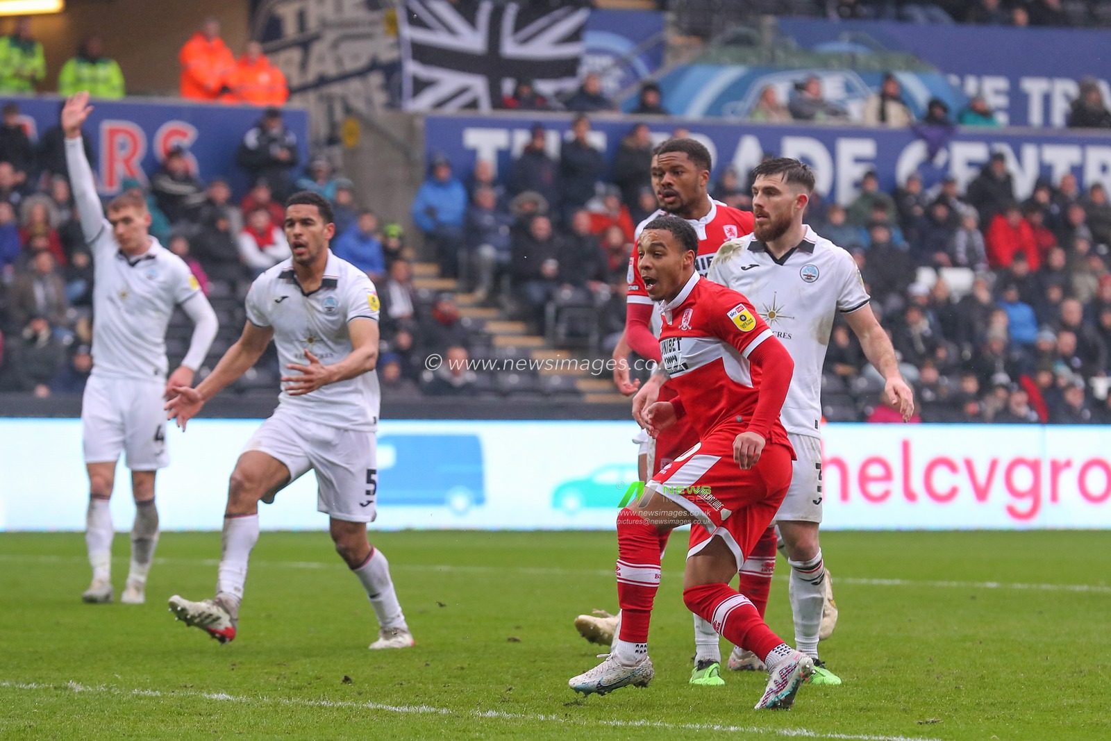 Cameron Archer #10 of Middlesbrough celebrates his goal to make it 1-2 during the Sky Bet Championship match Swansea City vs Middlesbrough at Swansea.com Stadium, Swansea, United Kingdom, 11th March 2023

(Photo by Gareth Evans/News Images)