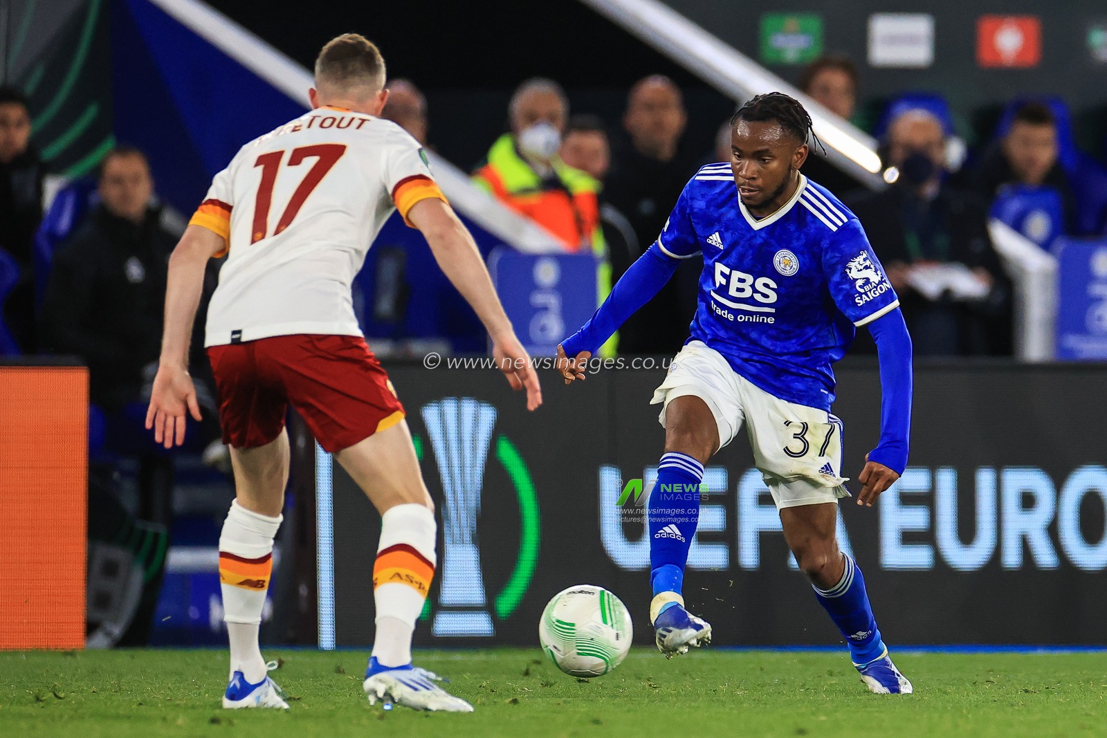 Ademola Lookman #37 of Leicester City in action during the game