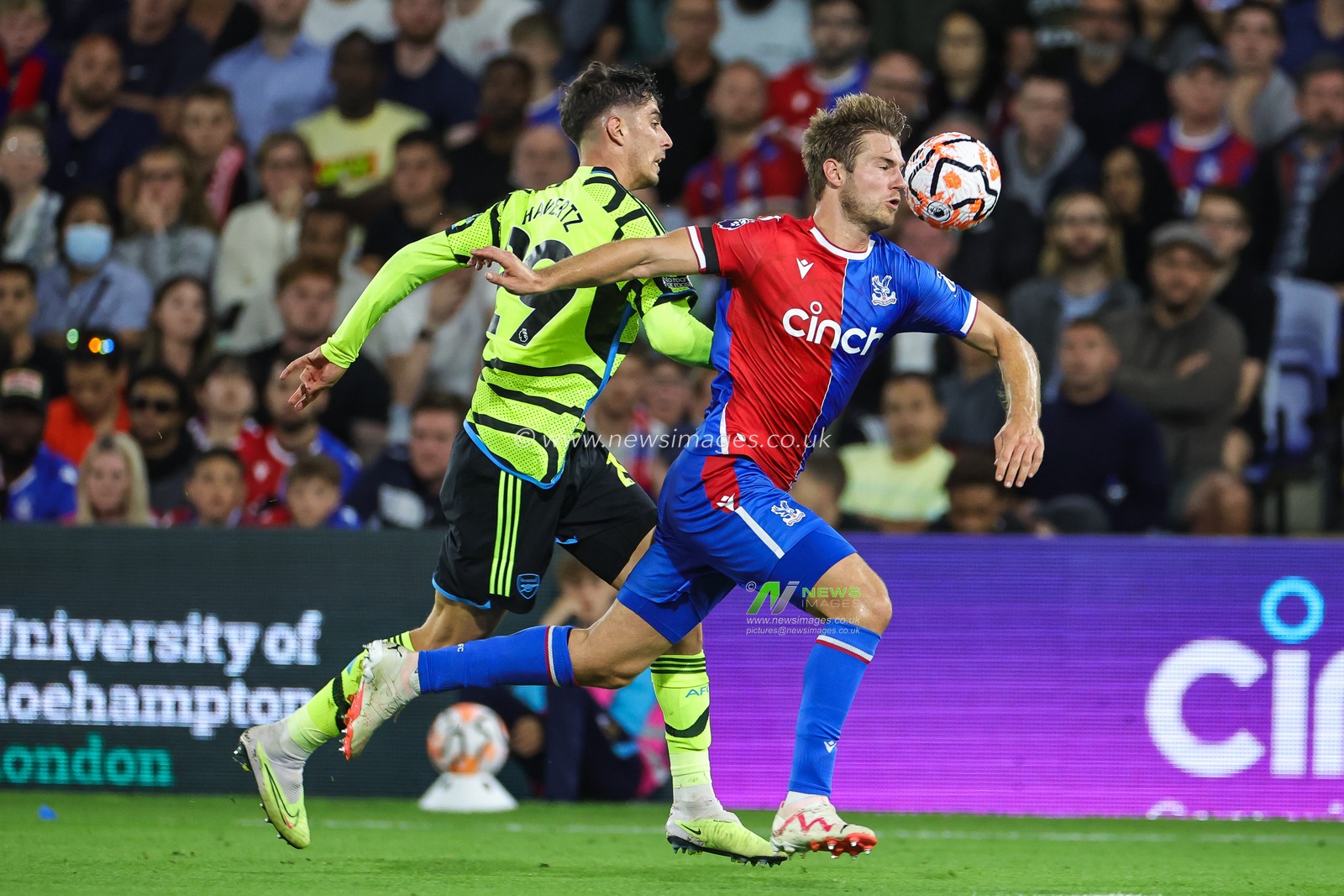 Kai Havertz #29 of Arsenal fouls Joachim Andersen #16 of Crystal Palace during the Premier League match Crystal Palace vs Arsenal at Selhurst Park, London, United Kingdom, 21st August 2023

(Photo by Mark Cosgrove/News Images)