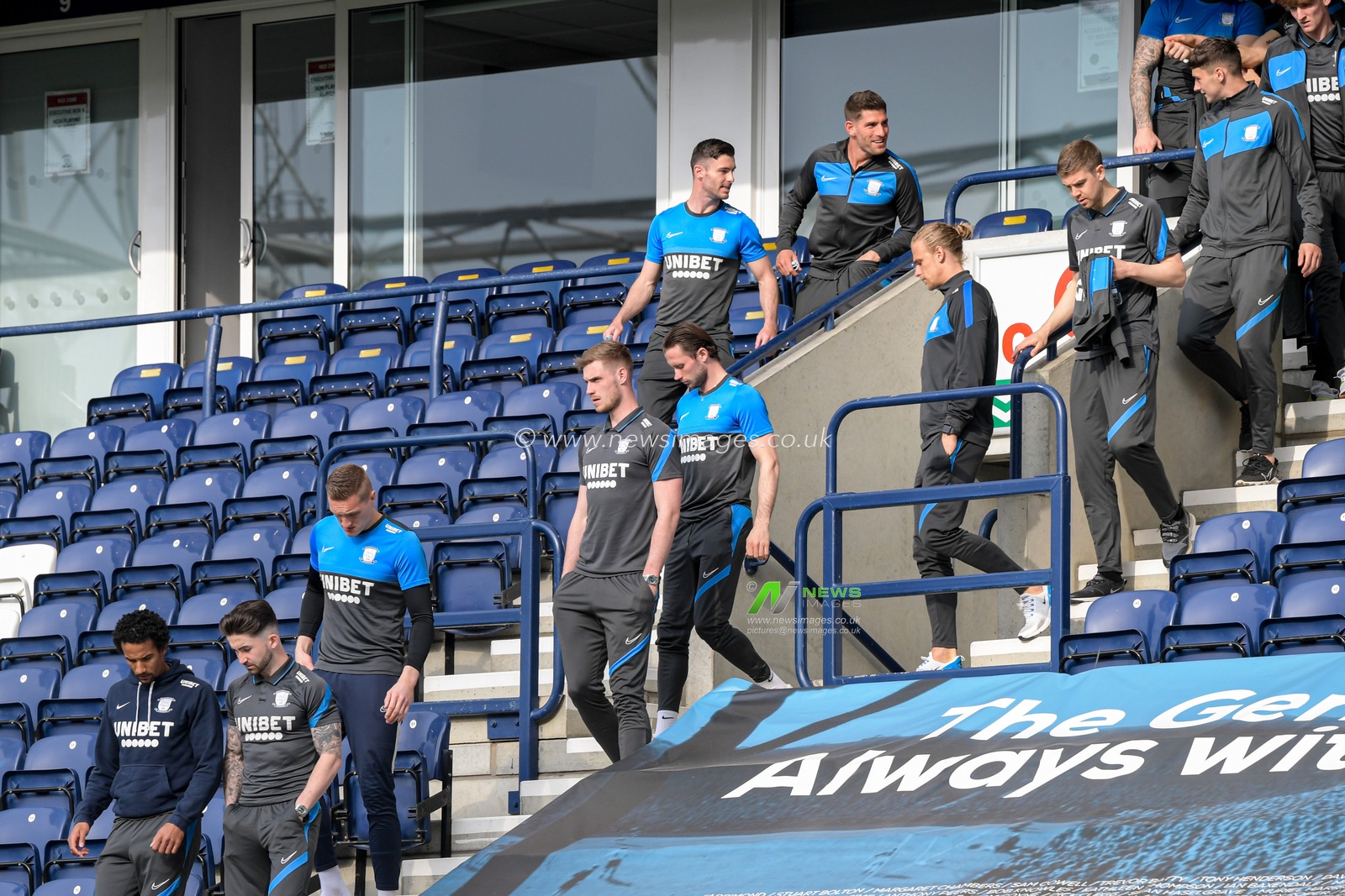 The Preston North End players arrive for the game against Derby County