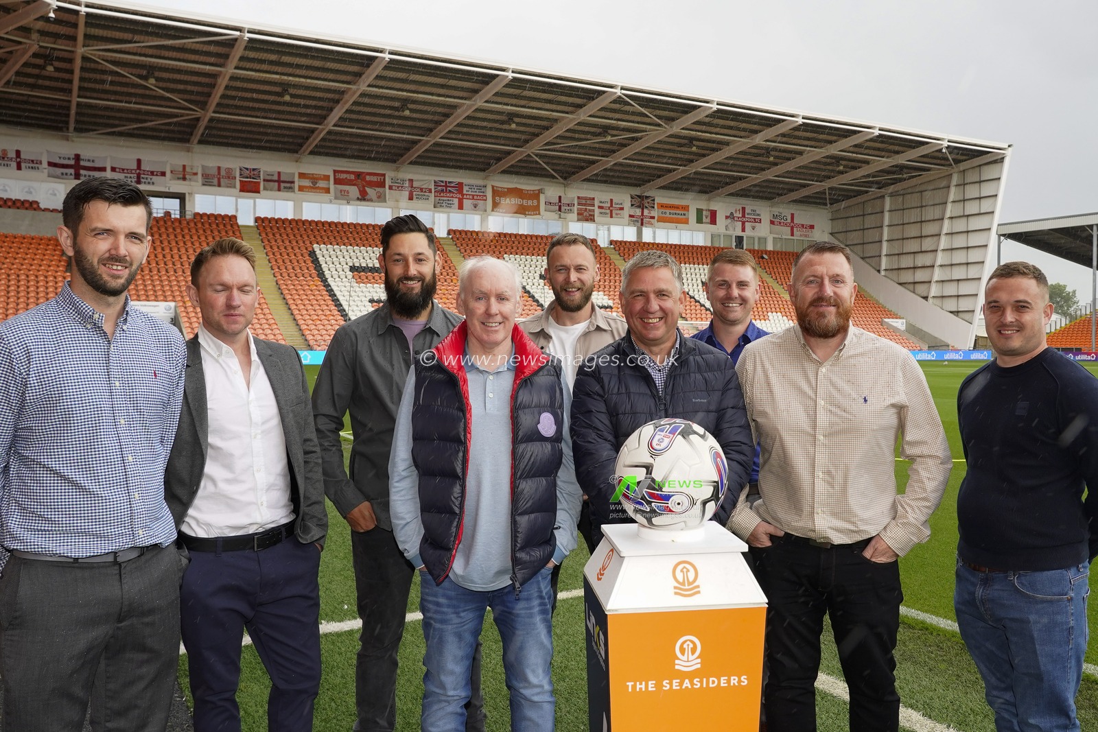 Blackpool FC match day sponsors before the Sky Bet League 1 match Blackpool vs Burton Albion at Bloomfield Road, Blackpool, United Kingdom, 5th August 2023

(Photo by Steve Flynn/News Images)