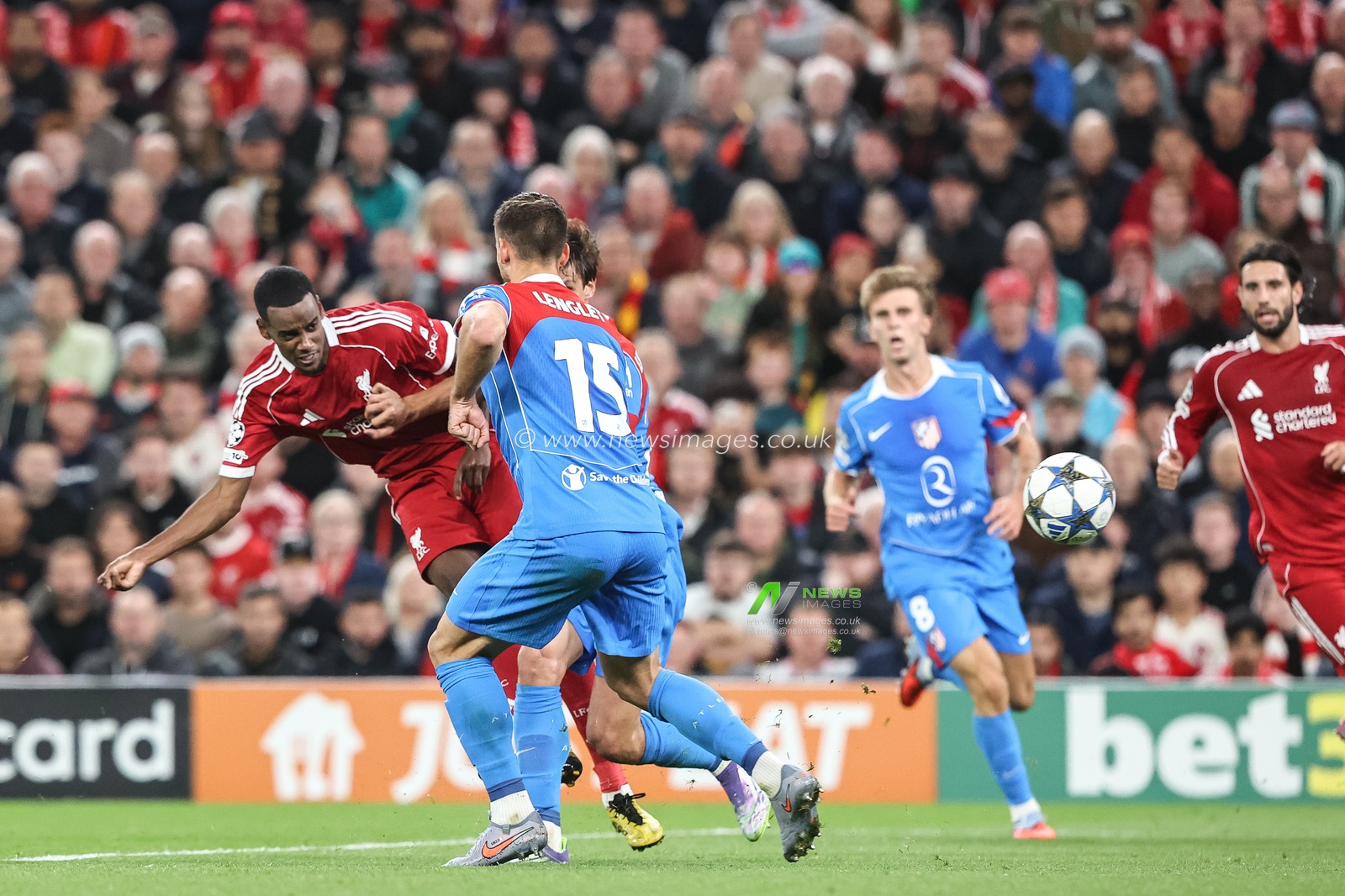 Alexander Isak of Liverpool shoots on goal during the UEFA Champions League, League Stage Liverpool vs Atletico Madrid at Anfield, Liverpool, United Kingdom, 17th September 2025

(Photo by Alfie Cosgrove/News Images)