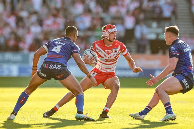 Harry Robertson of St Helens R.F.C. in action during the Betfred Super League round 9 match St Helens vs Wakefield Trinity at The BrewDog Stadium, St Helens, United Kingdom on 25 April 2026

(Photo by Mark Cosgrove/News Images)