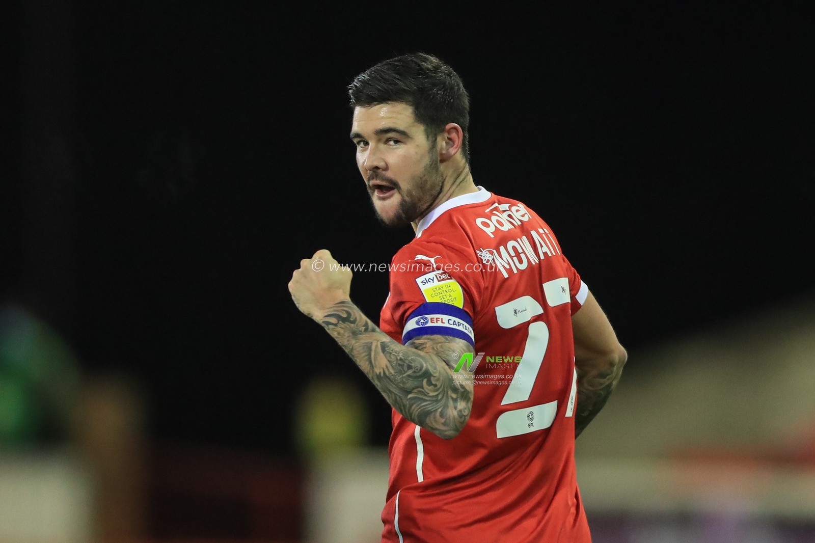Alex Mowatt #27 of Barnsley celebrates his goal to make it 1-1