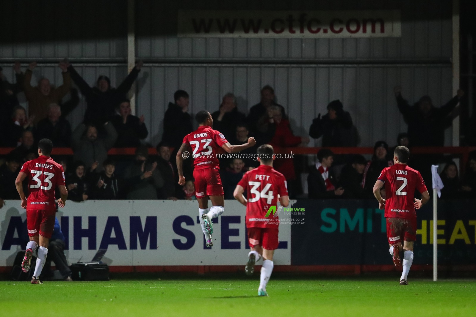 Elliot Bonds of Cheltenham Town celebrates his goal to make it 2-0 during the Sky Bet League 1 match Cheltenham Town vs Blackpool at The Completely-Suzuki Stadium, Cheltenham, United Kingdom, 13th February 2024

(Photo by Gareth Evans/News Images)