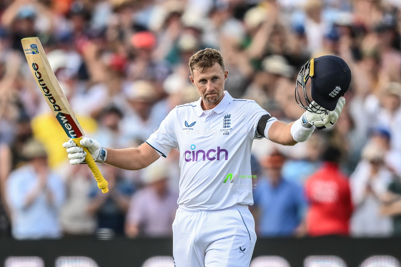 Joe Root of England celebrates a century (100 runs) during the LV= Insurance Ashes First Test Series Day 1 England vs Australia at Edgbaston, Birmingham, United Kingdom, 16th June 2023

(Photo by Craig Thomas/News Images)