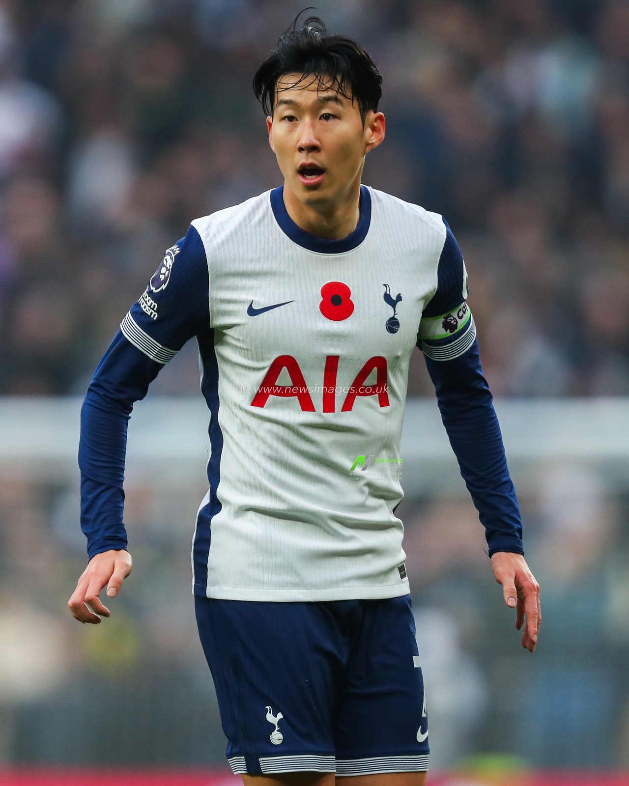 Heung-min Son of Tottenham Hotspur looks on during the Premier League match Tottenham Hotspur vs Ipswich Town at Tottenham Hotspur Stadium, London, United Kingdom, 10th November 2024

(Photo by Izzy Poles/News Images)