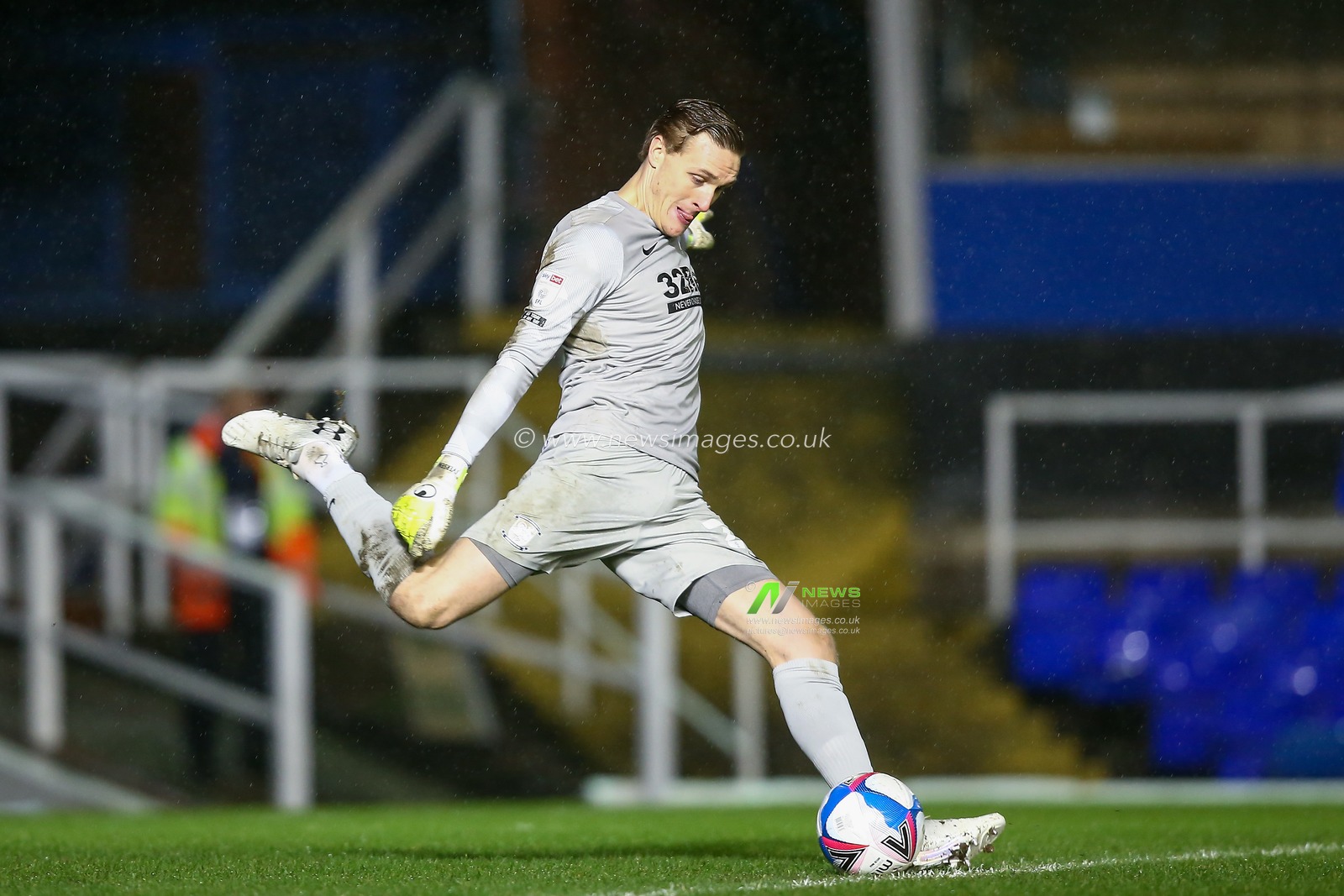 Daniel Iversen #22 of Preston North End takes a goal kick