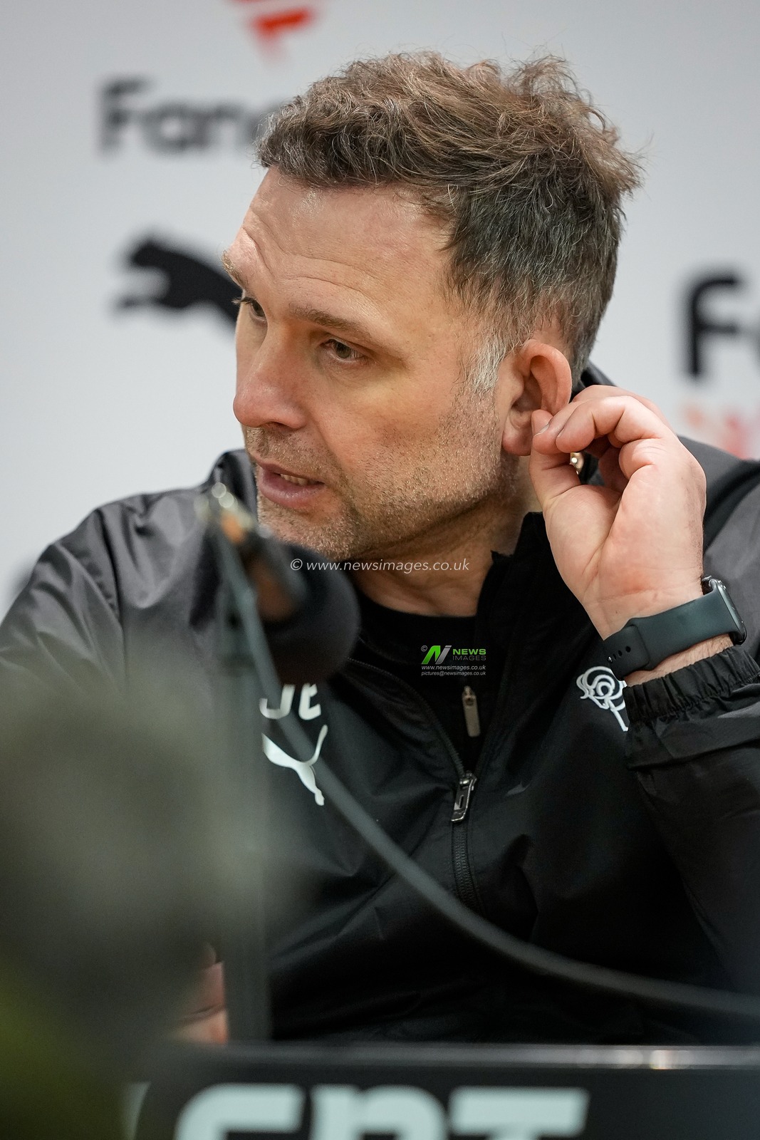 John Eustace manager of Derby County at the manager post match press conference during the Sky Bet Championship match Derby County vs Middlesbrough at Pride Park Stadium, Derby, United Kingdom, 1st January 2026

(Photo by Maynard Manyowa/News Images)

*** GER AUT SUI OUT ***