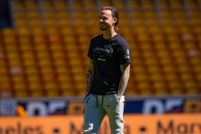 James Maddison of Tottenham Hotspur inspects the pitch prior to kick off during the Premier League match Wolverhampton Wanderers vs Tottenham Hotspur at Molineux, Wolverhampton, United Kingdom on 25 April 2026

(Photo by Maynard Manyowa/News Images)