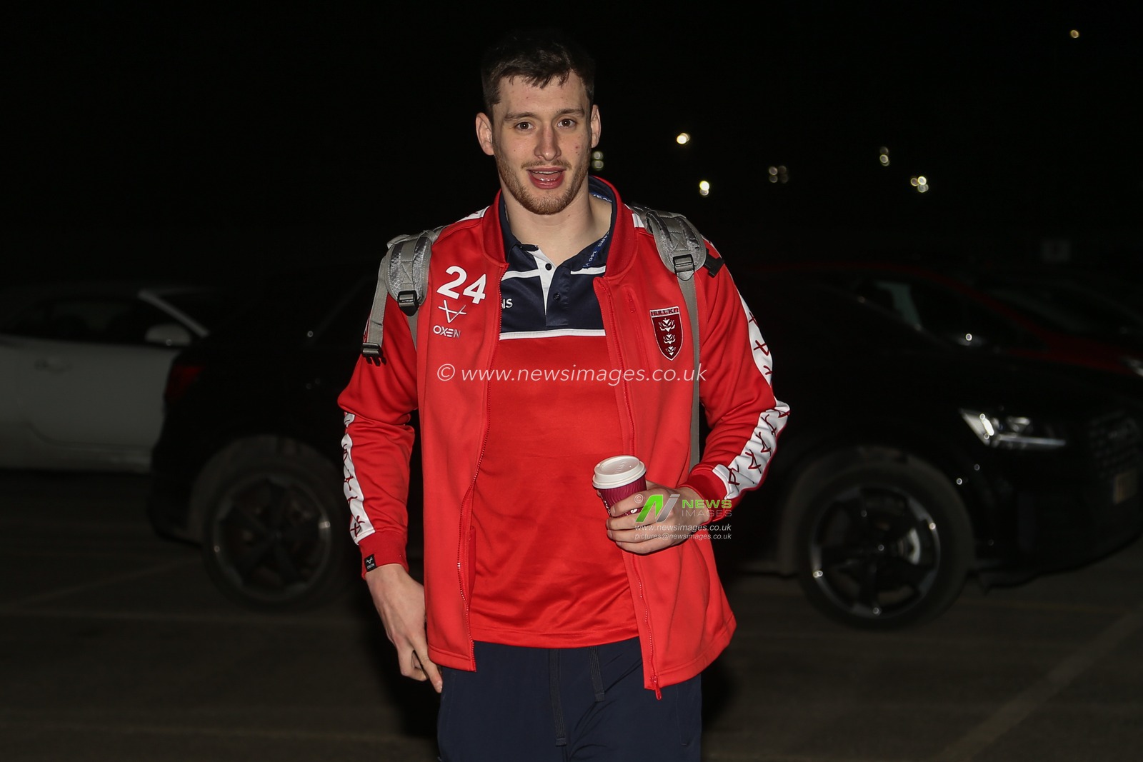 Sam Wood #24 of Hull KR arrives at the Sewell Group Craven Park