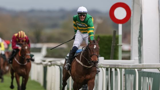 Paul Townend wins the 16:00 Randox Grand National Handicap Chase on I Am Maximus during the Randox Grand National Day 2024 at Aintree Racecourse, Liverpool, United Kingdom, 13th April 2024  (Photo by Mark Cosgrove/News Images)