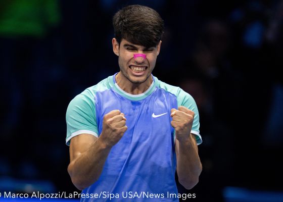 Carlos Alcaraz triumphed over illness to secure a victory against Andrey Rublev at the ATP Tour Finals in Turin. The 21-year-old Spaniard won the match 6-3, 7-6 (10-8), despite having to shorten his practice session on Tuesday due to a chest issue.  Wearing a pink nasal strip to aid his breathing, Alcaraz delivered an impressive performance, winning four consecutive games to clinch the first set in just 37 minutes with two breaks of serve. In the second set, he triumphed